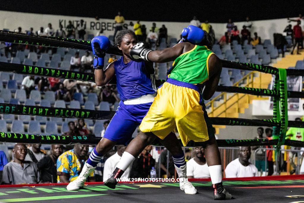 Boxing gloves on the ring floor